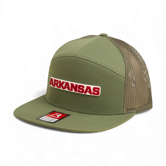Arkansas Razorbacks ARKANSAS Red 3D Snapback Seven-Panel Trucker Hat- Loden - Picture 2 of 3